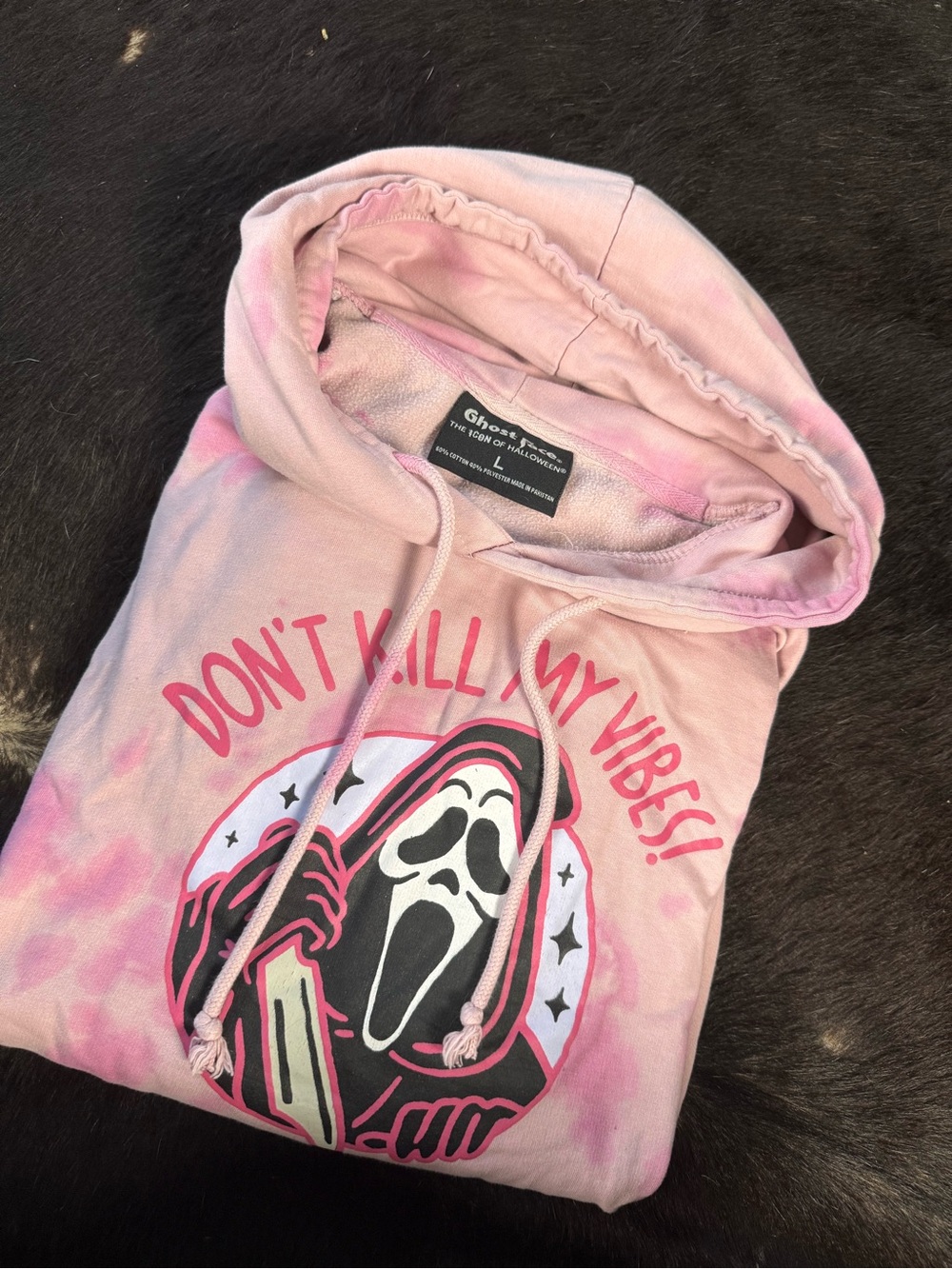 Ghostly Graphic Pink Tie-Dye Hoodie - Don't Kill My Vibes